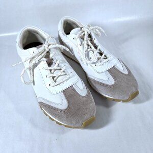 NWOT Tory Burch Off White & Tan Leather Sneakers Size 7.5